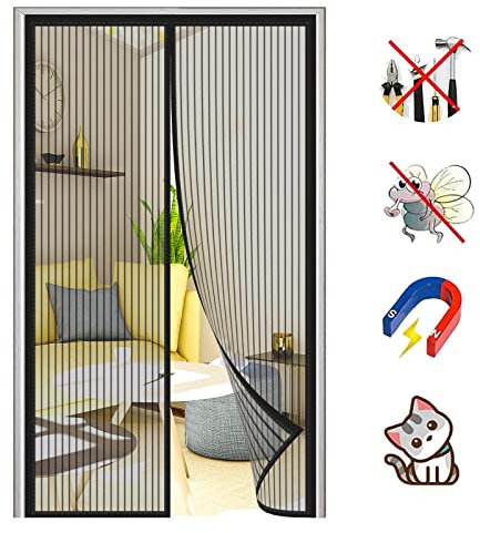 ZFEBHMY Moustiquaire Porte MagnéTique Rideau de Porte Magnetique Antimoustique Rideaux Anti Mouches pour Porte sans Perçage Installation Facile,pour Couloirs Patio-Black A|| 100x220cm(39x86inch)