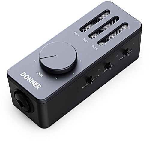 Donner Schnittstelle für Gitarre, USB Audio Interface für iPhone, iPad, Mac, IOS und PC mit USB-C, leichter Audio-Adapter mit 48V Power und XLR 6.35mm Composite-Anschlüssen für Podcasting Aufnahmen