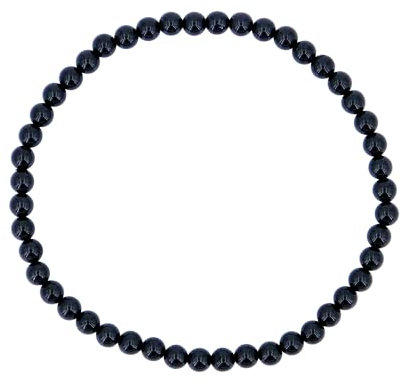 Taddart Minerals - Bracelet noir en spinelle en pierre précieuse naturelle avec boules de 4 mm montées sur fil de nylon élastique - Fait main, 18 cm, Caoutchouc, Spinelle