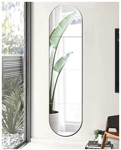 Qeenmy Spiegel aus Glas HD DIY Wandspiegel Lang Spiegelfliesen Selbstklebend Klebespiegel Klebe Spiegel Groß Wand in Küche, Wohn und Badezimmer