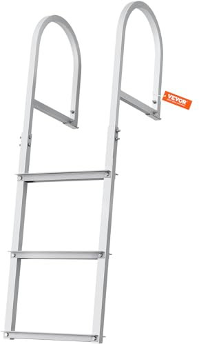VEVOR Escalera de Muelle 3 Escalones Extraíbles Escalera de Pontón de Aleación de Aluminio Carga de 226 kg Escalón de 78 mm Pedales Antideslizantes para Embarque en Barco, Lago, Piscina