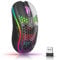AVMTON Ratón Fotoeléctrico de Diseño, Gaming Mouse Óptico, Ratón Gaming Inalámbrico Botones, Ratón Gaming Inalámbrico para Juegos, Gaming Mouse Ergonómico Recargable, para Gaming, Oficina (Negro)