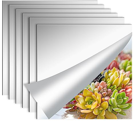 6 Stück Spiegel-Wandaufkleber, 15 x 15 cm, Acrylspiegel, Wandaufkleber, Spiegel-Wandfliesen für Zuhause, Wohnzimmer, Badezimmer, Wanddekoration (15 cm)