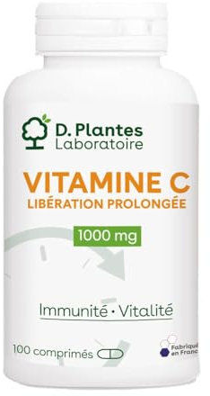 Vitamine C Libération Prolongée 1000mg 100 Comprimés Immunité et Vitalité D. Plantes