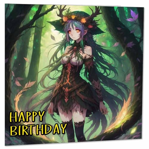 Purple Fox Geburtstagskarte Anime Hexe Fantasy 145 x 145 mm
