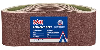 SALI Lot de 10 bandes abrasives 100 x 610 mm - Grain 80 - Pour ponceuse à bande, ponceuse pour bois, métal, meulage, affûtage et dérouillage