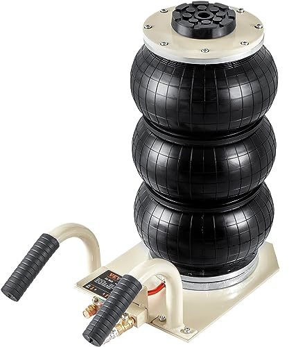 VEVOR Gato Neumático Carga de 3T Elevación de 140-450mm Gato Neumático 0,8-1,0MPa Gato Hinchable 3 Cojines de Aire Elevación Rápida Fácil Portátil para Reparación Mantenimiento Coche SUV Taller Garaje