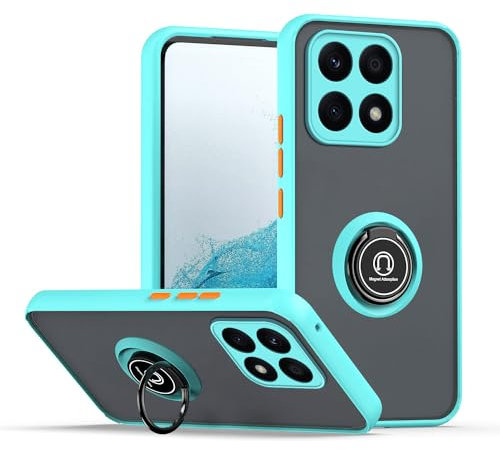 XINYEXIN Cover per Honor X8b, Traslucida Custodia Antiurto Antigraffio con Supporto Anello a 360°, PC + TPU Bumper Case - Blu Cielo