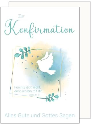 Edition Seidel Premium Glückwunschkarte zur Konfirmation mit Umschlag. Konfirmationskarte Karte mit Spruch Grusskarte Taube Vogel Junge Mädchen (KF320 SW024)