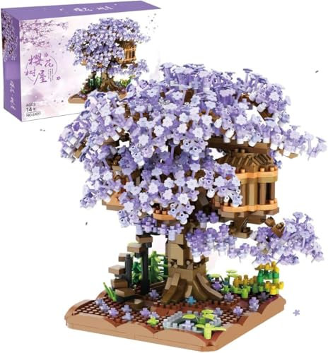 KeKeDuo Sakura Baum Bausteine Bausatz, 1200+ Klemmbausteine Modular Japanische Kirschblütenbaum Modellbausatz, Micro Bricks Konstruktionsspielzeug Nicht Kompatibel mit Großen Marken