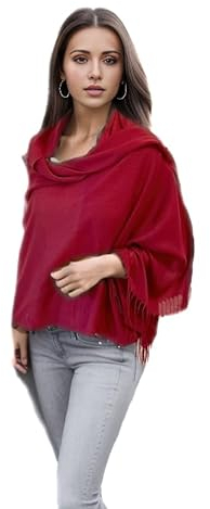 LA FERANI Sommerschal Damen aus Kaschmir extra dünn Halstuch Stola 200x70 Wein Rot Umschlagtuch Pashmina für Sommer Saison Casual Business Style Hochzeit Geschenk für Sie (Wein Rot)