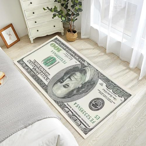 BBAISILYSD Geldteppich, 50/100 Geldscheine mit rutschfester Unterseite, kreativ, modern, Schlafzimmer, Wohnzimmer, rutschfest, waschbar