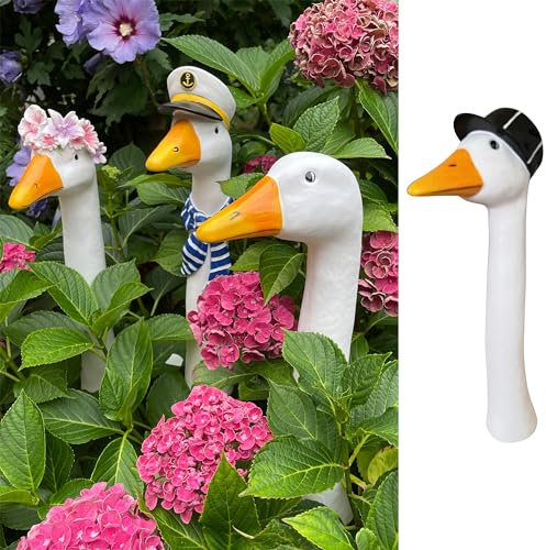 OF Gänsehals Gartenstecker Gans - Höhe 35 bis 38 cm groß - Deko Gartenfiguren für außen (Cappy)