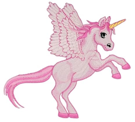 Pegasos Einhorn Flügel Pferd Rosa Aufnäher zum aufbügeln oder aufnähen Bügelbild Aufbügler Bügelflicken Bügelpatch Applikation Patch Größe 12,0 x 11,0 cm