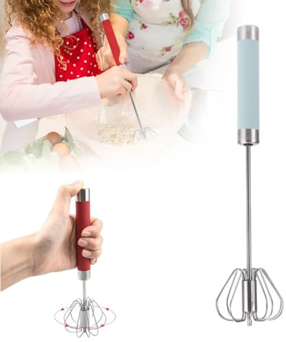 Fouet, Batteur à œufs Manuel en Acier Inoxydable, Batteur Manuel Semi-Automatique Batteur Rotatif Multifonctionnel Fouet Magiqu pour Fouetter, Battre et Mélanger (blau, 10in)