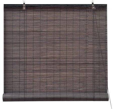 Victoria M. Bambusrollo Sonnenschutz Sichtschutz Rollo Seitenzugrollo, für Fenster und Türen, Blickdicht, 100 X 130 cm, Dunkelbraun