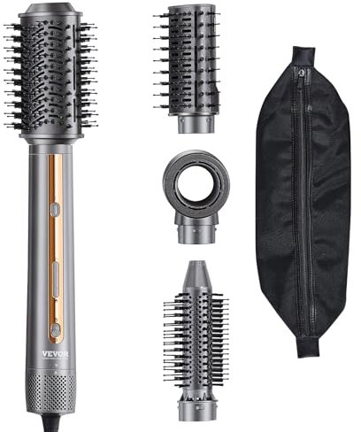 VEVOR 4-in-1-Multi-Haarstyler, 110.000 U/min Hochgeschwindigkeits-Ionen-Airstyler mit 3 Bürsten und 1 Düse, 4 Temperatur- und 3 Geschwindigkeitsstufen, Föhnbürste für Locken, Styling und Volumen