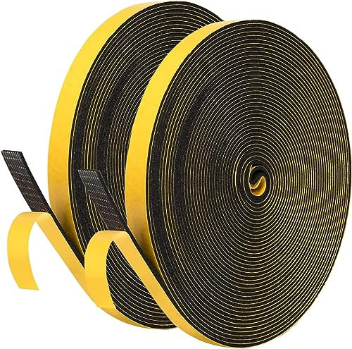 UPSEN Dichtungsband für Türen Fenster, 6mm(B) x1.5mm(D)/20m Türdichtung Selbstklebendes Fensterdichtung Anti-Kollision Gummi Schaum Siegel Streifen Schalldämmung Dichtungsband Selbstklebendes Schwarz