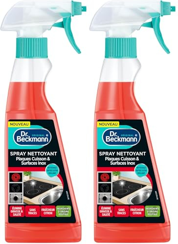 Dr. Beckmann Spray Nettoyant Plaques Cuisson & Surfaces Inox |Nettoyage rapide ultra-brillant| 250 ml (Lot de 2)
