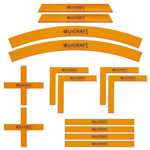 OLYCRAFT 14pcs/1 Set Deployment Zone Template Orange Acrylic Ruler Objective Makers Set Acrylic Rulers Measuring Widget Tool Objective Marker Gaming Accessory for Tabletop Wargames Templates Set