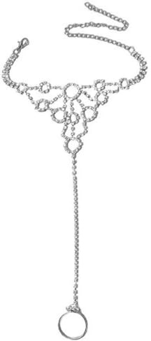 IMINI Circle Rhinestone Barefoot Sandals for Women Girls - Adjustable CZ Bohemian Foot Chain Anklet, Sparkling Beach Jewellery for Summer Weddings & Festivals 1Pcs