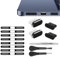 BelleVive 8-pack dustproof mesh stickers for iPhone 16/15/Pro/Pro Max, USB-C dust plugs, anti-dust, speaker mesh, phone charging port cleaner for all Type-C devices, black