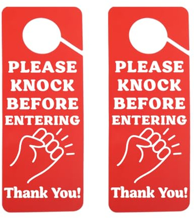 2PCS Please Knock Before Entering Door Hanger Warning Sign For Meeting Rooms, Home Office, Hotel (please knock UK)
