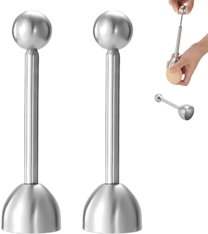 2 PCS Stainless Steel Egg Topper, Premium Egg Topper Boiled Eggs Cutter and Opener for Soft & Hard Boiled Eggs, Peeler for Hard Boiled with Precision Cutting for Perfect Breakfast Presentation