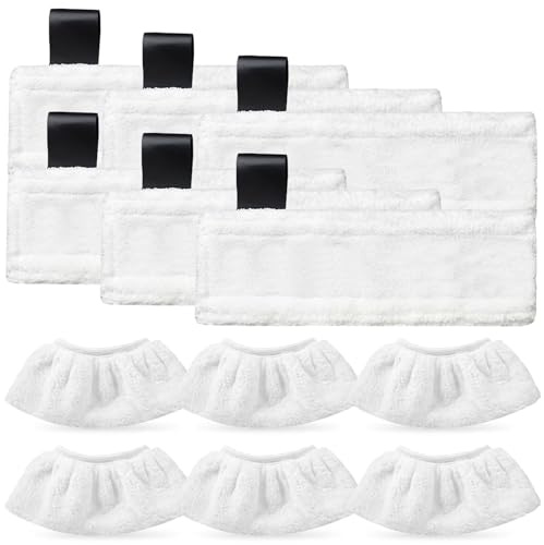 12 Stück Waschbare Mikrofaser-Tuchset (Bodendüse + 5 Handdüse) für Kärcher Dampfreiniger EasyFix SC 2, SC 3, SC 4, SC 5 Abwaschbares Kärcher Dampfreiniger Zubehör für alle Böden