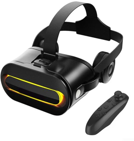 Casque de réalité virtuelle immersif avec lunettes 3D pour smartphone, compatible avec iOS et pour, design ABS léger pour un jeu confortable et (noir)