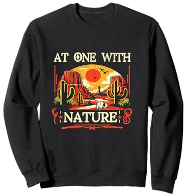 At One With Nature Sunny Desert Sun Cactus Skull Mountains Sweatshirt