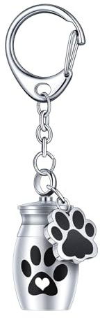 TWISAXC Llavero con urna de cremación compacta de 5 cm x 6 cm, Ligero y portátil, para Guardar Recuerdos. Urna para Perros y Gatos, para Cenizas de Cachorros, Plata, 2.5 x 1.6