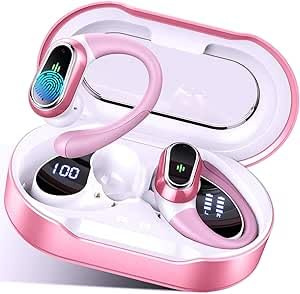 Wireless Earbuds 2026,Bluetooth 5.4 Headphones Sport, 50Hrs HiFi Stereo Deep Bass Over-Ear buds with ENC Noise Cancelling Mic, IP7 Waterproof & LED Display Earphones with Earhooks for Workout/Running