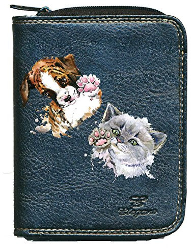 Syl'la Design Animal Porte Monnaie Porte Carte Noir pour Femme (Chien Chat)