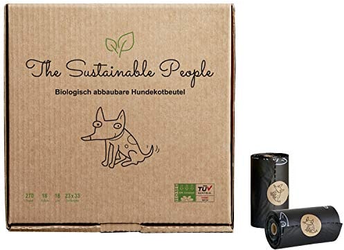TSP Bio-abbaubare Hundekotbeutel - OK compost HOME zertifiziert - 100% heim-kompostierbar und biologisch abbaubar - Gross, Extra Dick (18µm), Sicher & Feuchtigkeitsbeständig (18 Rollen (270 Beutel))