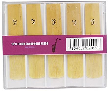 Dilwe 10 Pcs Bambus Saxophonblätter, Stärke 2,5 für B Tenor Sax, Saxophon Zubehör
