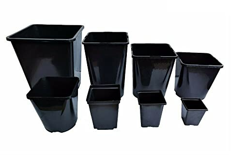 Elixir Gardens | Strong Square Black Recycled Plastic Hydroponic Pots | .25L / .75L / 1L / 2L / 3L / 4.5L / 5.5L / 11L Quantities 1-1000 | 5 Litre x 20