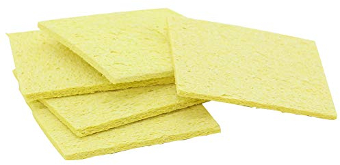 Utoolmart 6 x 6 cm Lötschwamm eckig gelbe Zinn Reinigung hitzebeständig Eisen Spitzen Reiniger für PCB Komponenten 5/10 Stück, UT190905H-0132, gelb, 5pcs