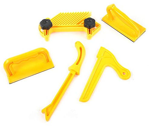 5-tlg. Sicherheits-Schiebeblock-Stabfeder-Brettset, Holzbearbeitungs-Router-Tischwerkzeuge Ideal für Holzbearbeiter und den Einsatz auf Tischsägen, Router-Tischen, Jointern und Bandsägen