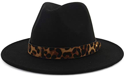 Bongles Classic Jazz Cap Plaid Fedora Hüte Retro Wide Brim Panama Caps Mit Leopard-Dekor Für Männer Frauen