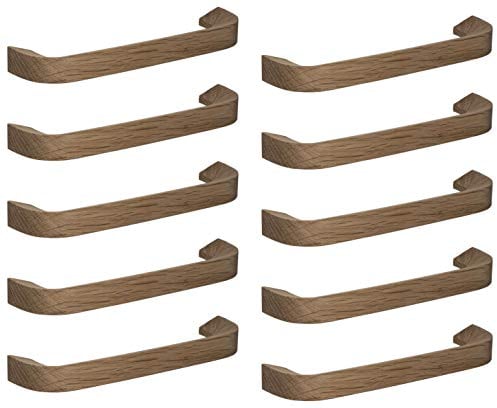Gedotec Schrankgriff | EPOCH | Möbelgriff Holz | 10 Stück | Lochabstand 160 mm | Eiche massiv | Holzgriff für Schubladen & Schranktür | Bogengriff Küche | Kommoden-Griff mit Befestigungsmaterial