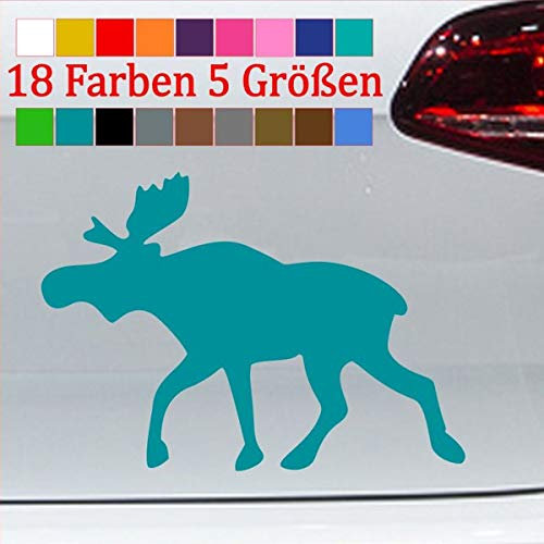 generisch Elch Silhouette Aufkleber Sticker Wild Deer Wald Norwegen Tier Schweden 66-Türkisblau 17x12cm