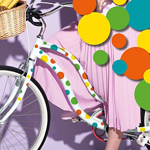 Wandtattoo Loft Fahrradaufkleber für Kinderfahrräder, 42 Stück, Bunte Punkte, Fahrradsticker, Aufkleber Fahrrad, Sticker für Kinder, Aufkleber Laufrad, Fahrraddekoration, Bunte Kreise Sticker