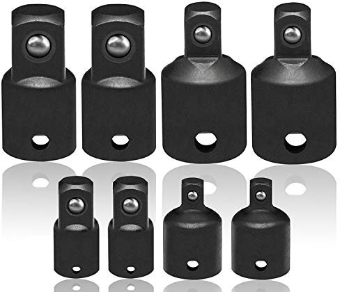 Impact Grade Socket Adapter Extension Set Turns Power Drill Into High Speed Nut Driver,1/4-Inch Hex Shank to Drive for Adapters to Use with Drill Chucks, Sizes 1/4 3/8 1/2, Cr-V, 8 Piece