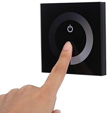 AUNMAS Einfarbiger Touchpanel-Dimmer, DC 12V-24V Schwarzer Wandschalter Controller für einfarbige LED-Lichtleisten