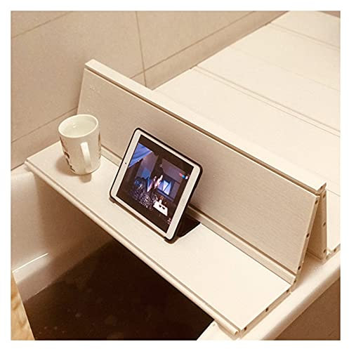 MNBVH Badewannenabdeckung Weiß Bathtub Staubdichtes Brett Badewanne Abdeckung Faltbare Badewannenisolationsabdeckung PVC Weiß Holz-Plastik Badewannenhalterungen 89 × 80 × 1.1 cm