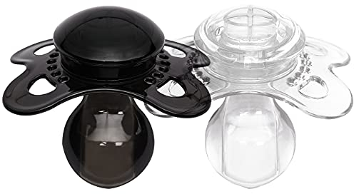 LittleForBig Großer Saugerschild Schnuller der Generation-3 in Erwachsenengröße Candy Gloss 2 Paci Pack- Schwarz & Kristall-Set