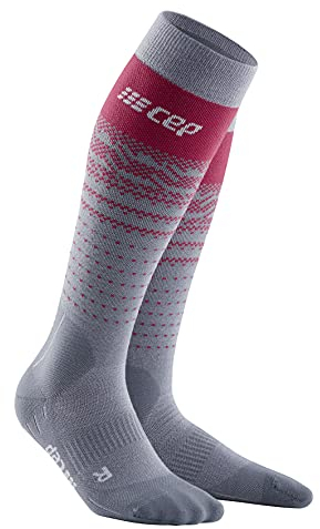CEP - SKI THERMO MERINO COMPRESSION SOCKS für Herren | Merino Skisocken im grau/roten NORDIC DESIGN Look | Größe V