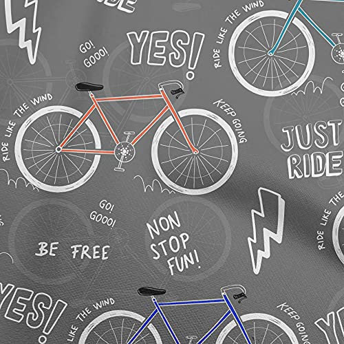 oneOone Grauer Baumwoll Flex Stoff Für Fahrrad Bastelprojekte, Dekostoff, Bedruckte Meterware, 40 Zoll Breit