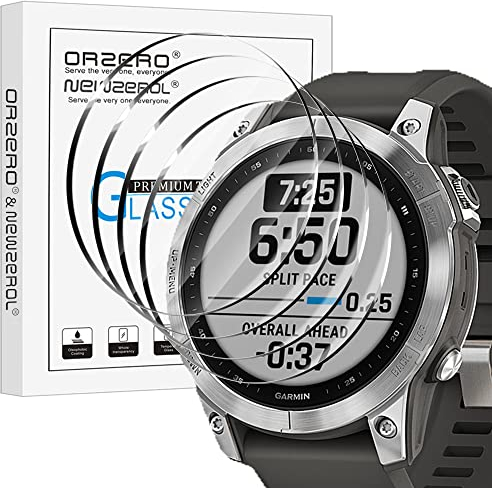 NEWZEROL 4 stück Display Glasschutz Kompatibel für Garmin Fenix 7 47mm /Solar/Sapphire Solar Schutzfolie, 2.5D Arc Edges 9H Glas Displayschutz Anti-Kratzer Blasenfrei Displayschutzfolie aus Glas